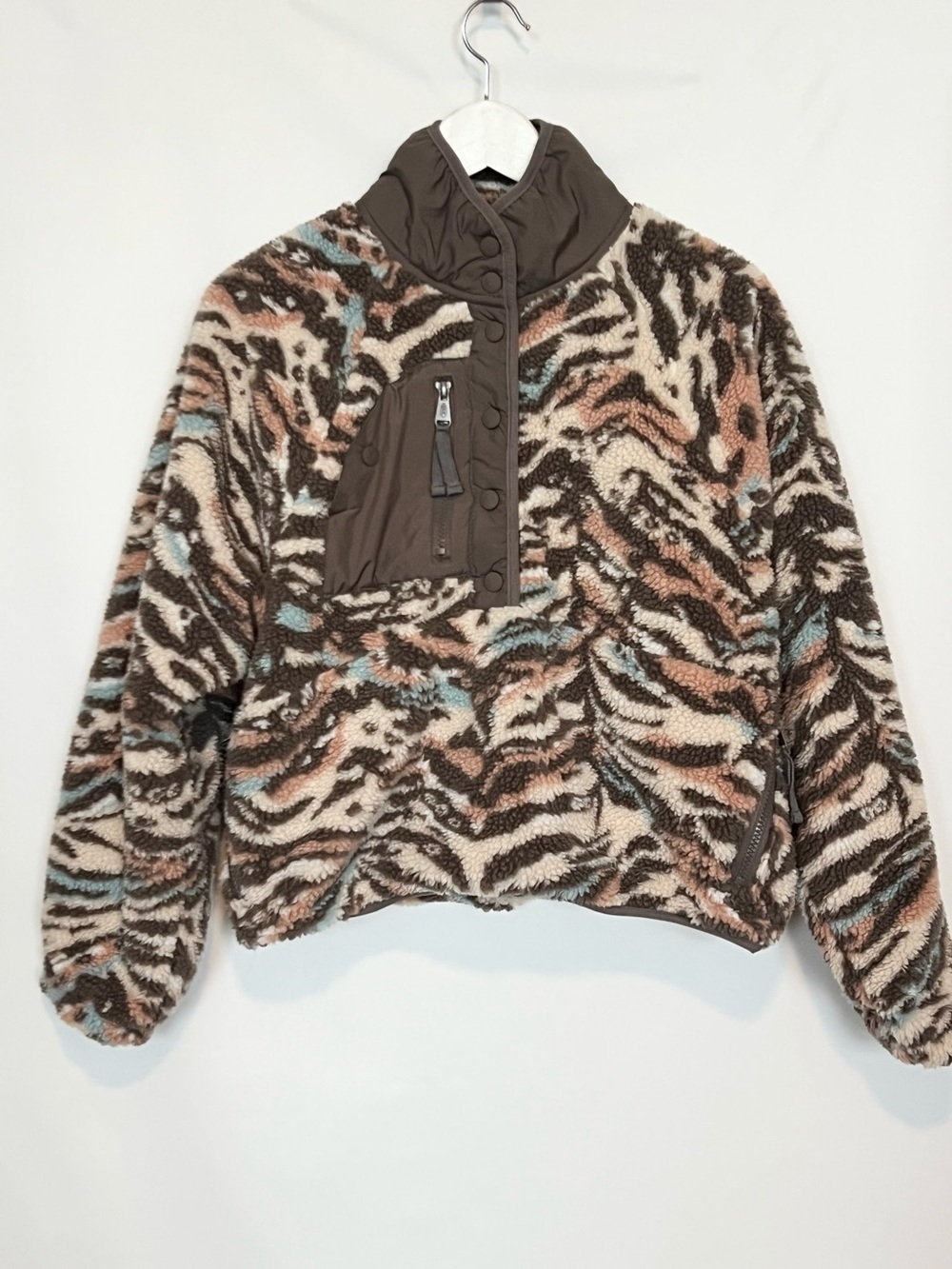 FP Movement Rocky Ridge Pullover XS Desert Combo Zebra Print Sherpa Fleece - Picture 3 of 9